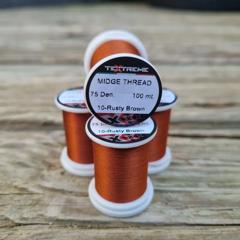 TEXTREME Midge Tying Thread 75dn in 10-Rusty Brown